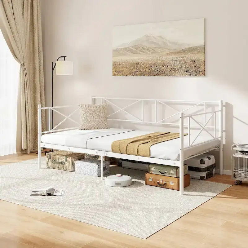 Gymax Twin Size Metal Daybed Modern Platform Bed w/ Heavy-duty Metal-2