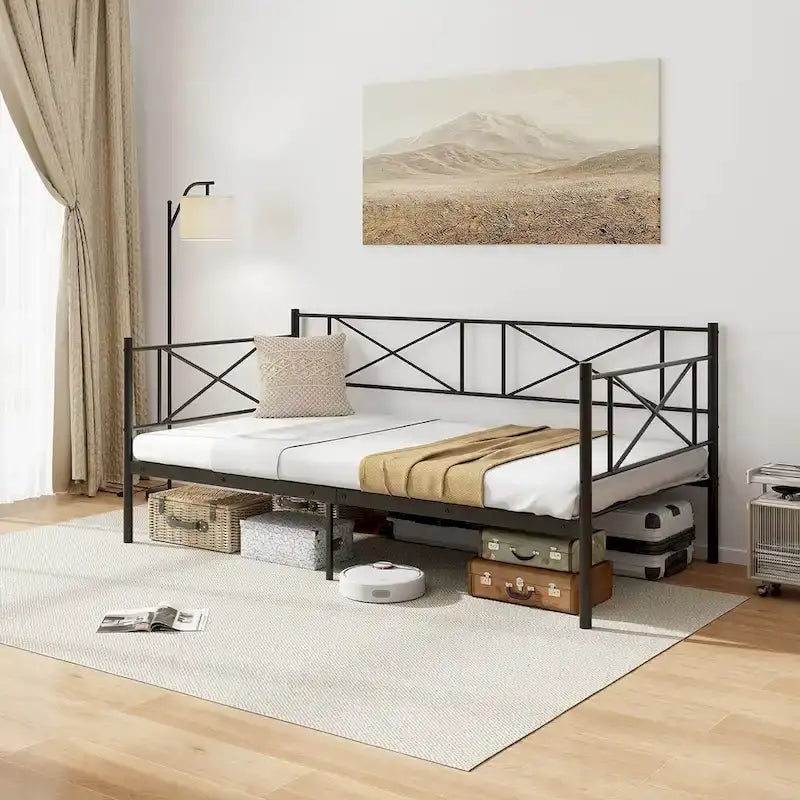 Gymax Twin Size Metal Daybed Modern Platform Bed w/ Heavy-duty Metal-3