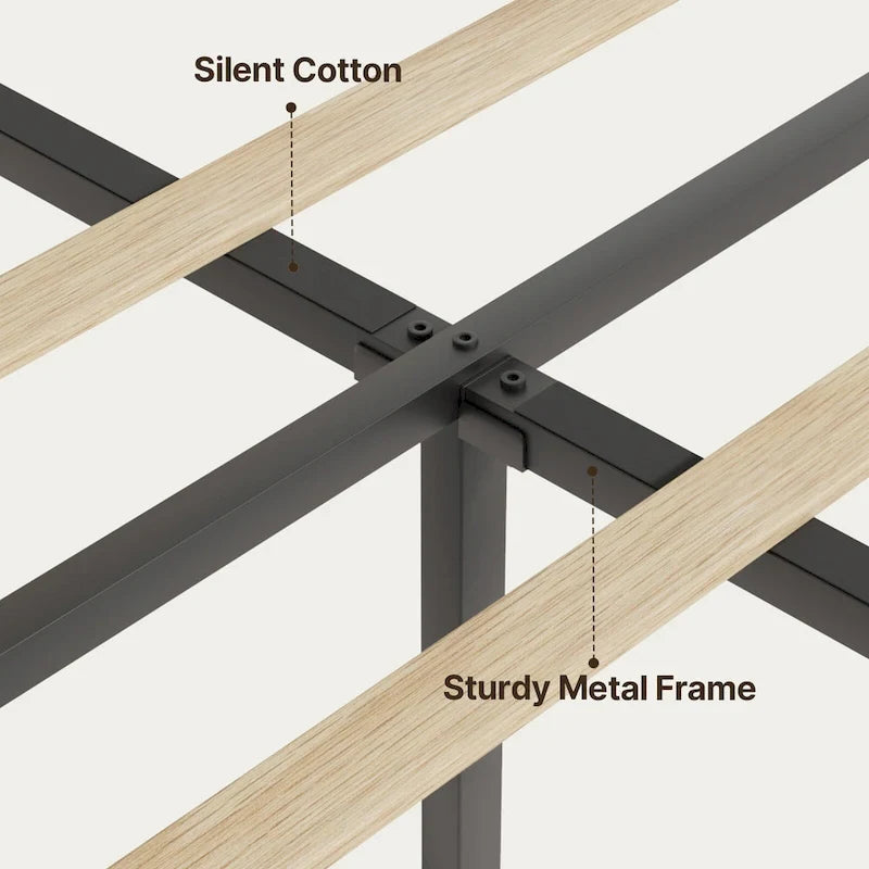 Twin/Full/Queen/King Bed Frame with Wingback Headboard, Upholstered Platform Bed-6