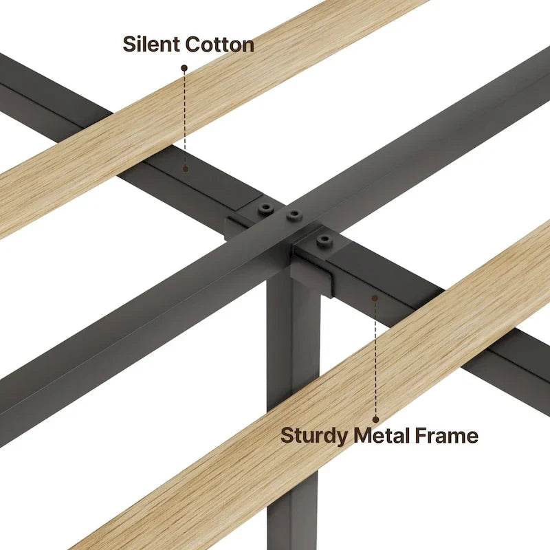 Twin/Full/Queen/King Bed Frame with Wingback Headboard, Upholstered Platform Bed-34