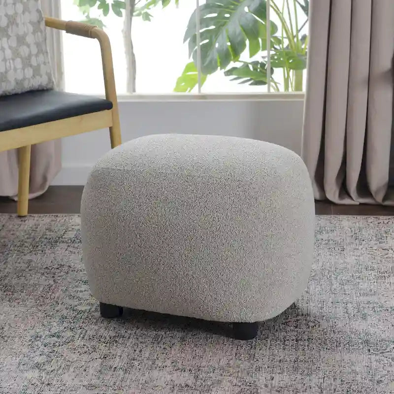 KINWELL 23 Wide Boucle Upholstered Footstool Ottoman Sofa Chair Footrest-34