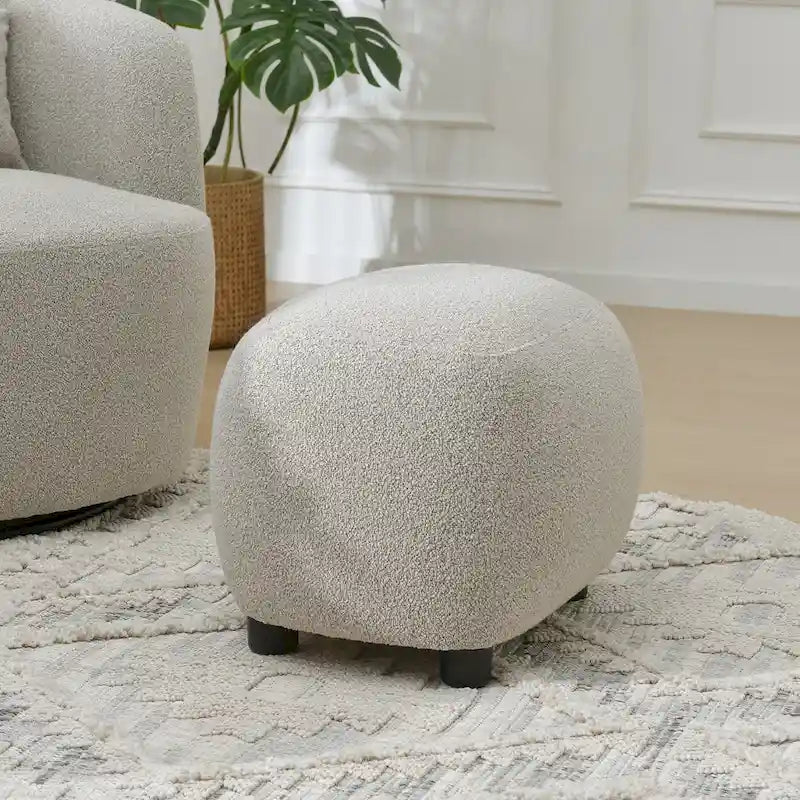 KINWELL 23 Wide Boucle Upholstered Footstool Ottoman Sofa Chair Footrest-14