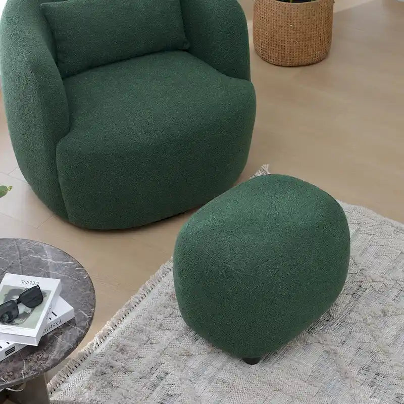 KINWELL 23 Wide Boucle Upholstered Footstool Ottoman Sofa Chair Footrest-22