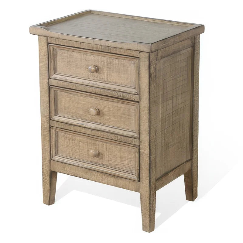 Rena End Table with 3 Drawers, 19 Inch Distressed Brown Mahogany Wood-5