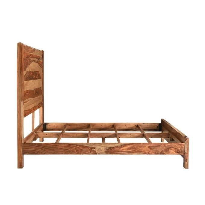 HomeRoots Brown Live Edge Solid Wood King Bed Frame-2