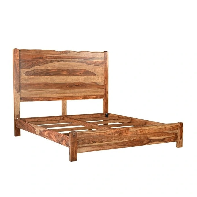 HomeRoots Brown Live Edge Solid Wood King Bed Frame-3