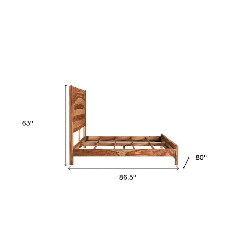 HomeRoots Brown Live Edge Solid Wood King Bed Frame-4