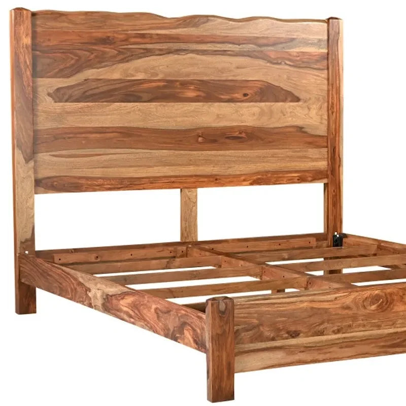 HomeRoots Brown Live Edge Solid Wood King Bed Frame-5