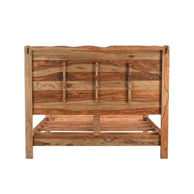 HomeRoots Brown Live Edge Solid Wood King Bed Frame-7