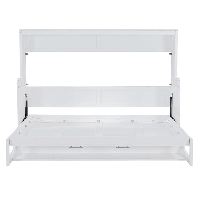 Queen/Full Size Murphy Bed with Hydraulic Lift & Desk Design