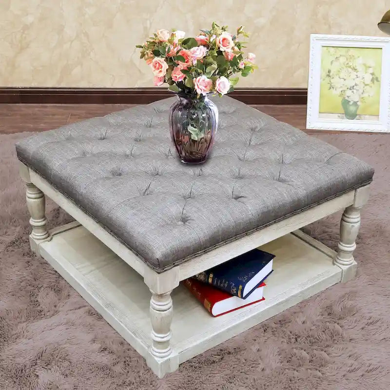 Cairona Fabric 30-inch Tufted Shelved Ottoman-3