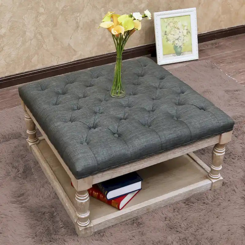 Cairona Fabric 30-inch Tufted Shelved Ottoman-5