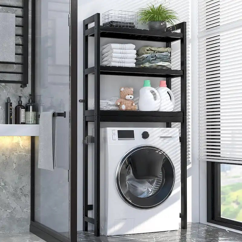 Over The Toilet Storage Shelf, Bamboo 3-Tier Above Toilet Storage Rack with 3 Hooks-26