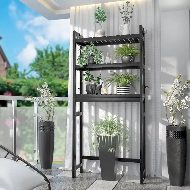 Over The Toilet Storage Shelf, Bamboo 3-Tier Above Toilet Storage Rack with 3 Hooks-29