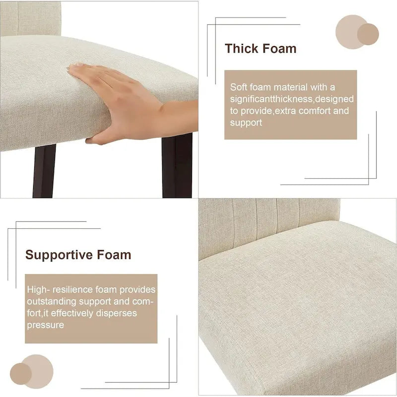 VECELO Upholstered Dining Chairs Set of 6 Modern Fabric and High Back & Solid Wood Legs, Parson Dining Chairs (Set of 6)-5