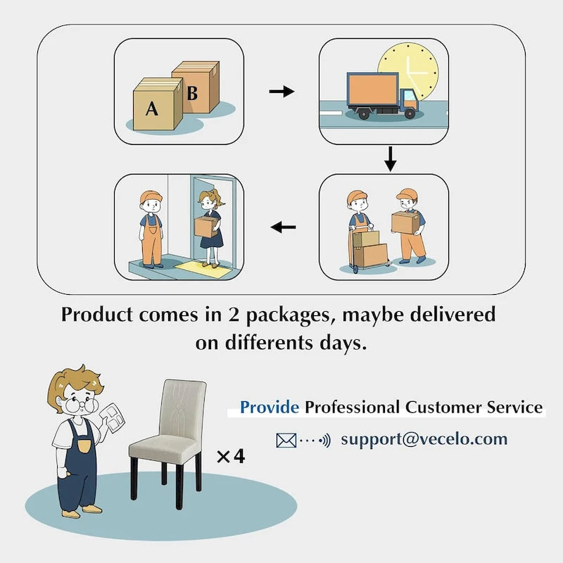 VECELO Upholstered Dining Chairs Set of 6 Modern Fabric and High Back & Solid Wood Legs, Parson Dining Chairs (Set of 6)-6