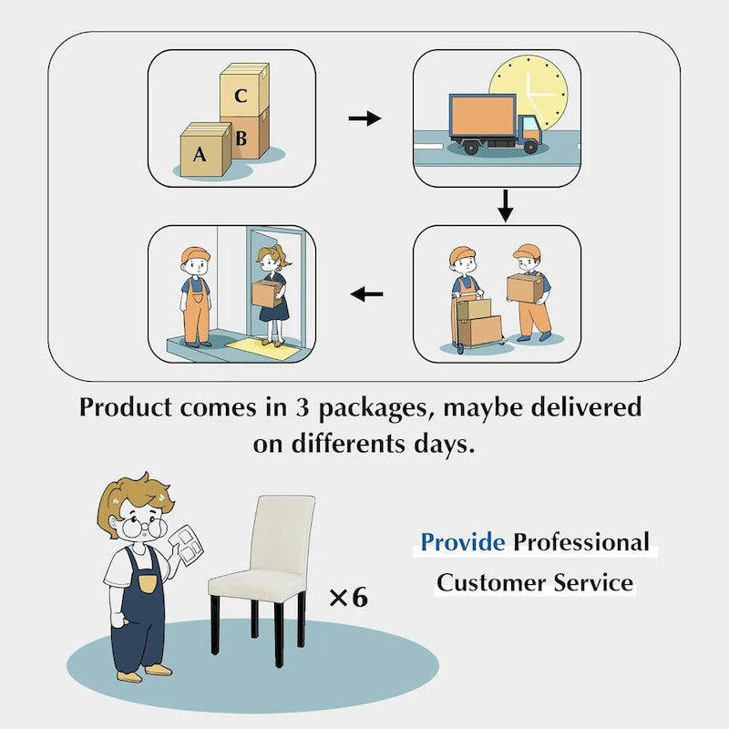 VECELO Upholstered Dining Chairs Set of 6 Modern Fabric and High Back & Solid Wood Legs, Parson Dining Chairs (Set of 6)-7