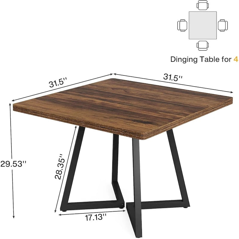 Industrial Dinner Table with Metal Base-2