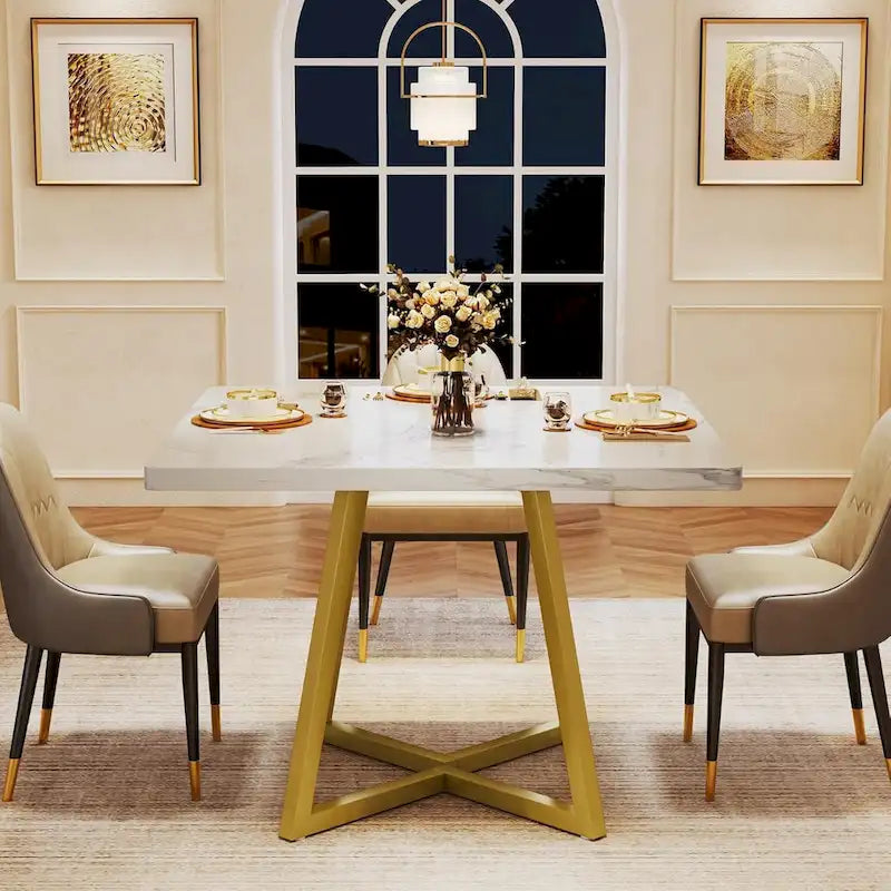 Industrial Dinner Table with Metal Base-11