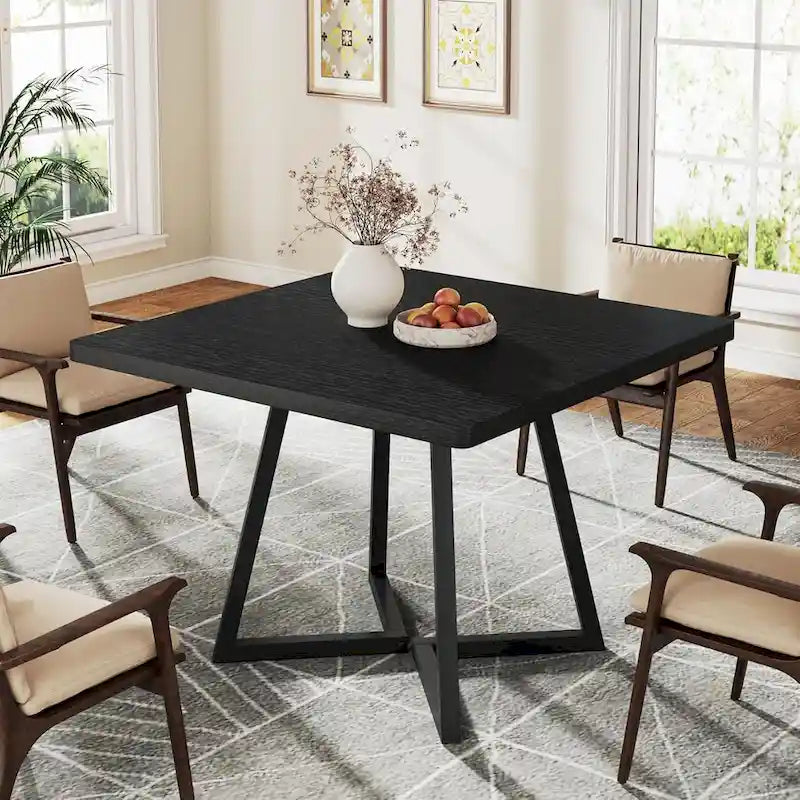 Industrial Dinner Table with Metal Base-15