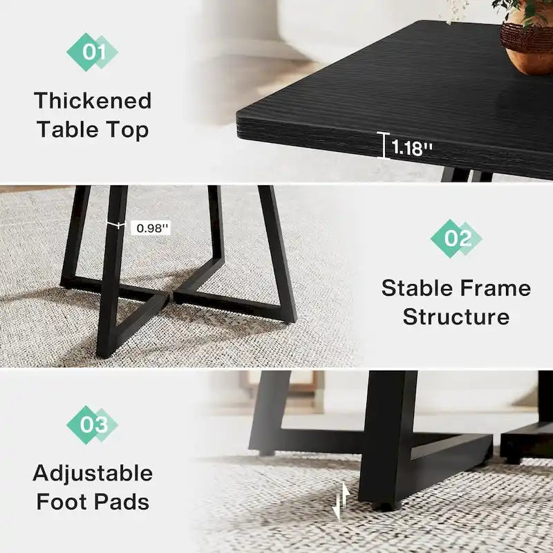 Industrial Dinner Table with Metal Base-21