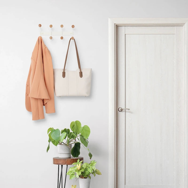 1 Pcs Coat Rack Wall Mount, Metal Wood Coat Hook, Hat Rack, Wall Hooks-5