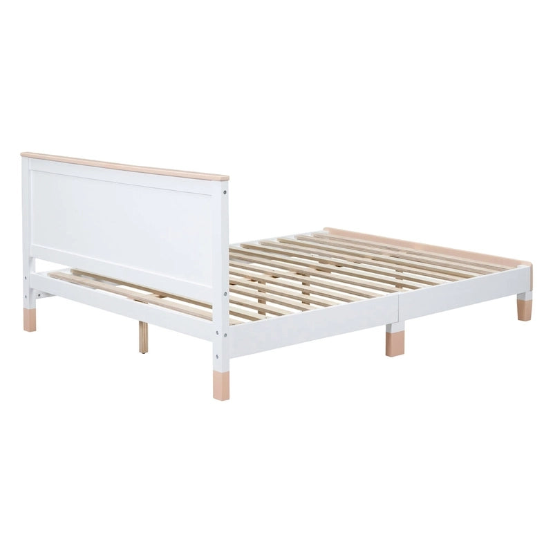 Queen Size Wood Platform Bed with Bow-shaped Pattern Headboard for Kids for Bedroom-5