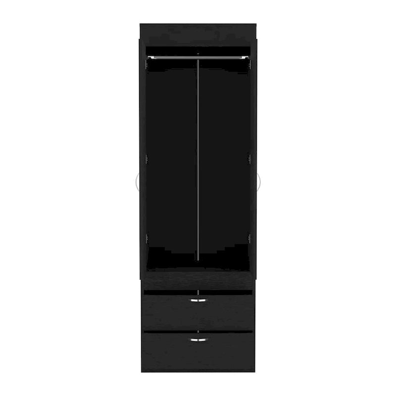 18.9 Modern Double-door Armoire with Two Bottom Drawers and Hanging Rod for Bedroom-5