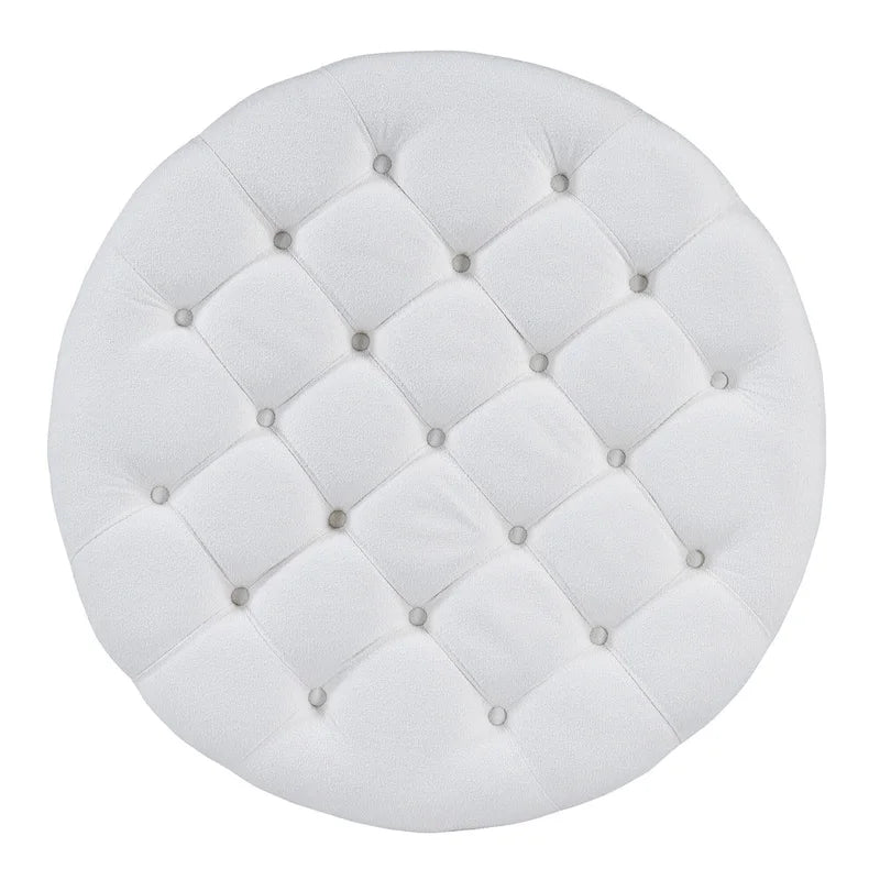 36 Round Button Tufted Upholstered Coffee Table with Wood Shelf and Wheel-12