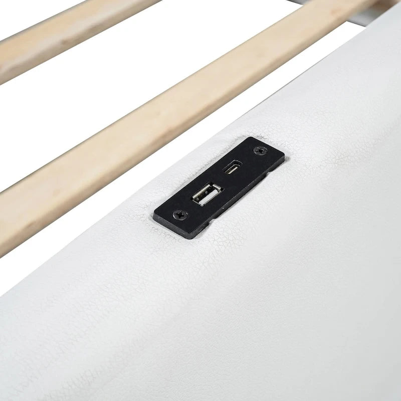 Twin Upholstered Bed with Guardrail & Charging Station-11