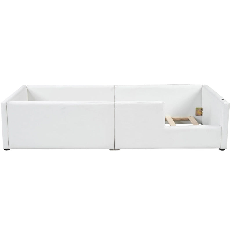 Twin Upholstered Bed with Guardrail & Charging Station-13