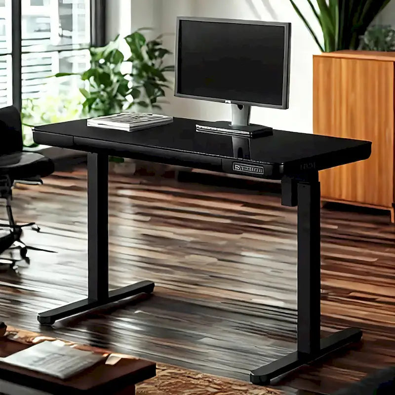 KOWO 48 Inch Glass Electric Standing Desk with Tempered Glass Top Adjustable Height Sit Stand Workstation for Modern Office-10