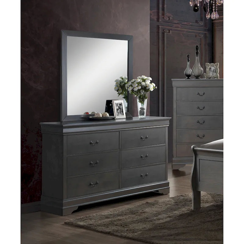 Furniture of America Devi Traditional Solid Wood 2-piece Dresser and Mirror Set-18