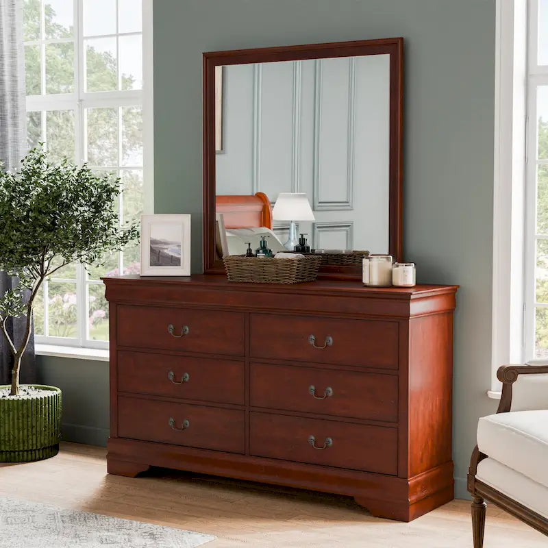 Furniture of America Devi Traditional Solid Wood 2-piece Dresser and Mirror Set-19