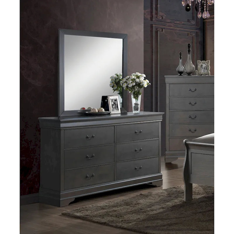 Furniture of America Devi Traditional Solid Wood 2-piece Dresser and Mirror Set-12