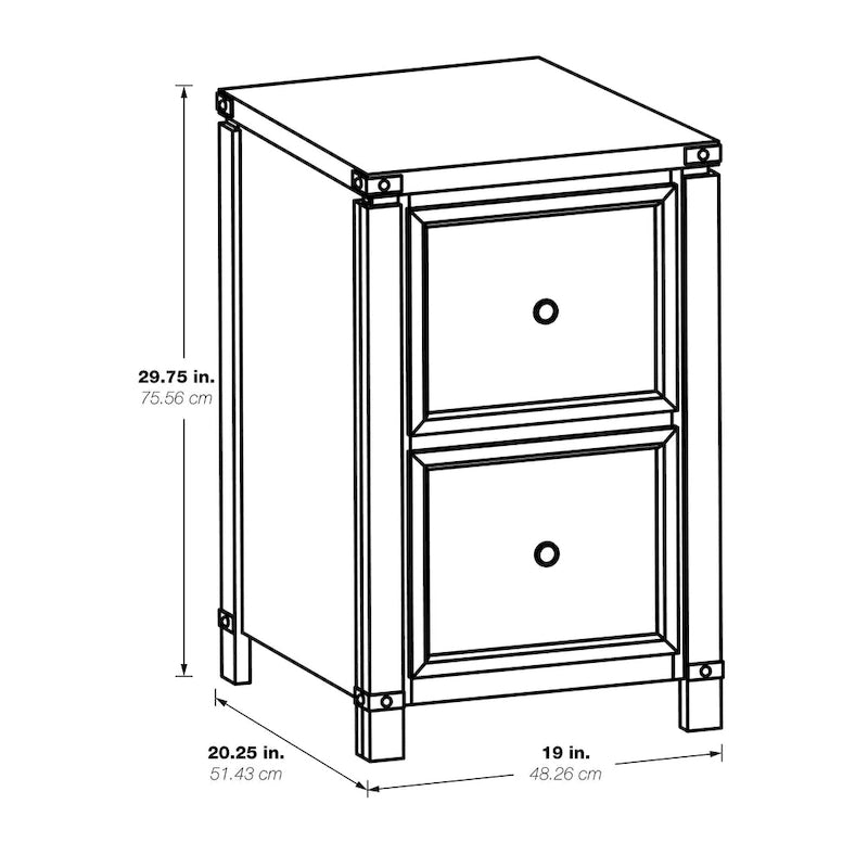 OS Home & Office Furniture Two Drawer File Cabinet in Champagne Oak Wood Veneer-3