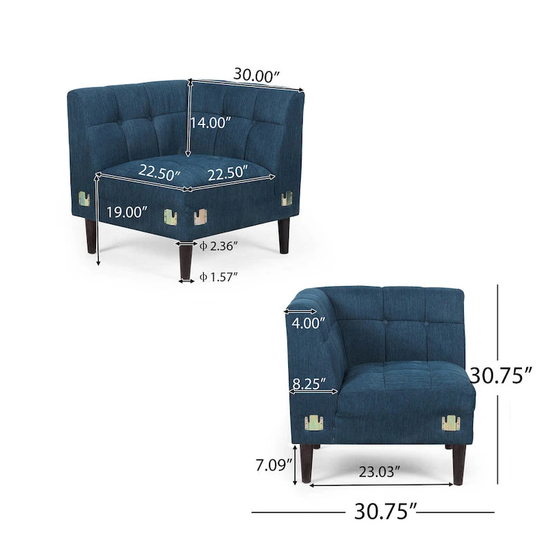 Clermont Mid-century Tufted Sectional Sofa by Christopher Knight Home - 114.00 L x 114.00 W x 30.75 H-5