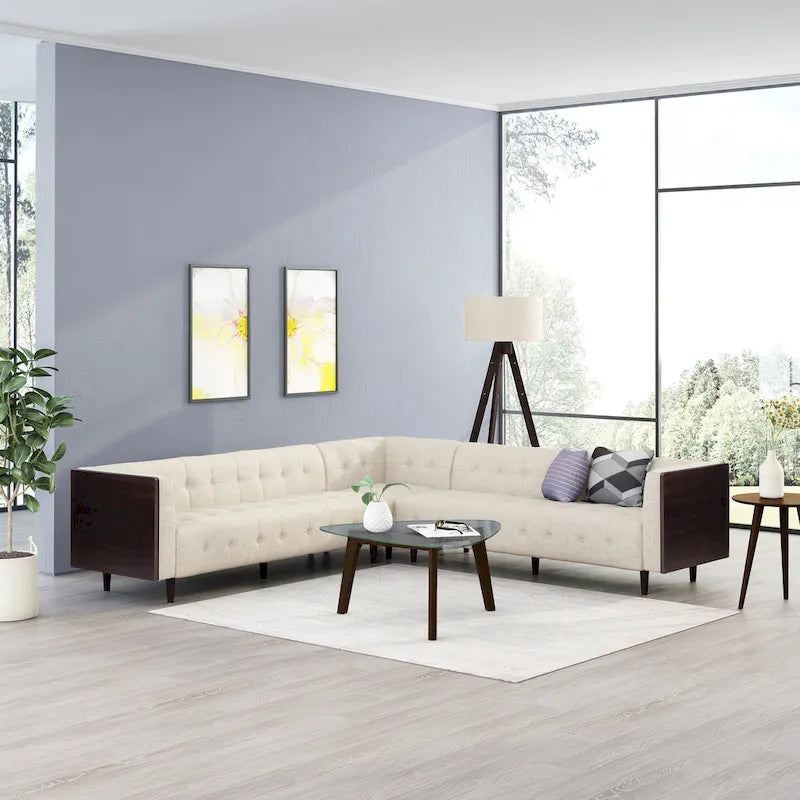 Clermont Mid-century Tufted Sectional Sofa by Christopher Knight Home - 114.00 L x 114.00 W x 30.75 H-10