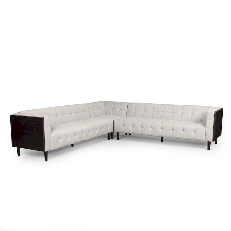 Clermont Mid-century Tufted Sectional Sofa by Christopher Knight Home - 114.00 L x 114.00 W x 30.75 H-11