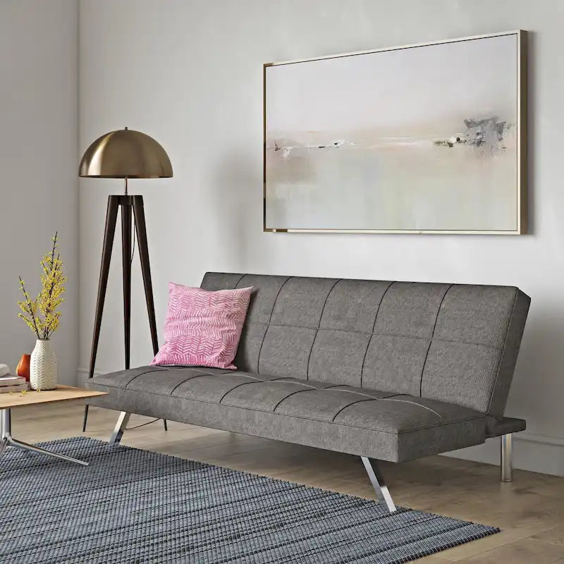 Metal Frame Futon Sofa Bed with Stainless Steel Leg - 32.30 x 68.90 x 29.15-8