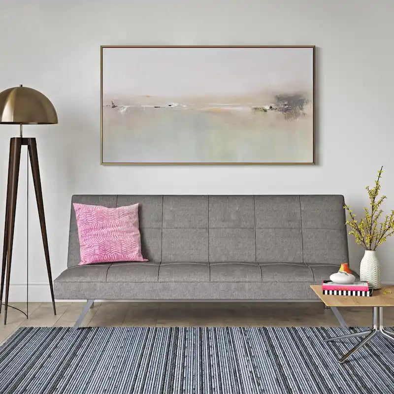 Metal Frame Futon Sofa Bed with Stainless Steel Leg - 32.30 x 68.90 x 29.15-2