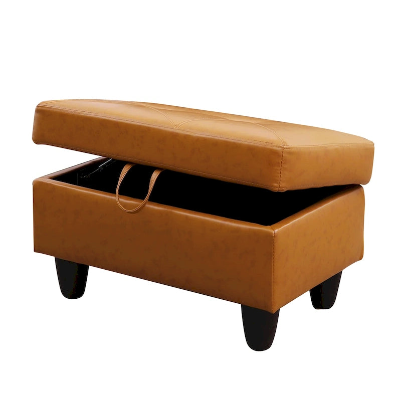 Leather Square Storage Ottoman for Living Room-22