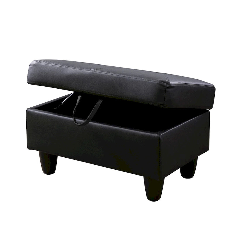 Leather Square Storage Ottoman for Living Room-24