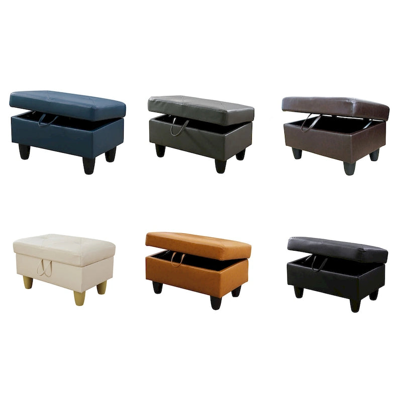 Leather Square Storage Ottoman for Living Room-2