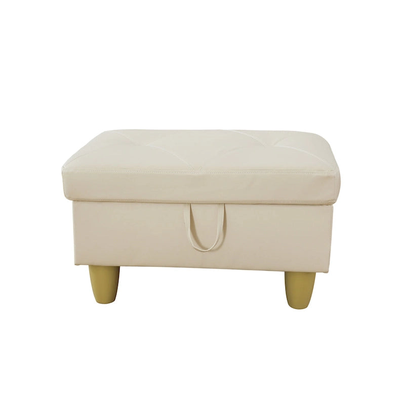 Leather Square Storage Ottoman for Living Room-7