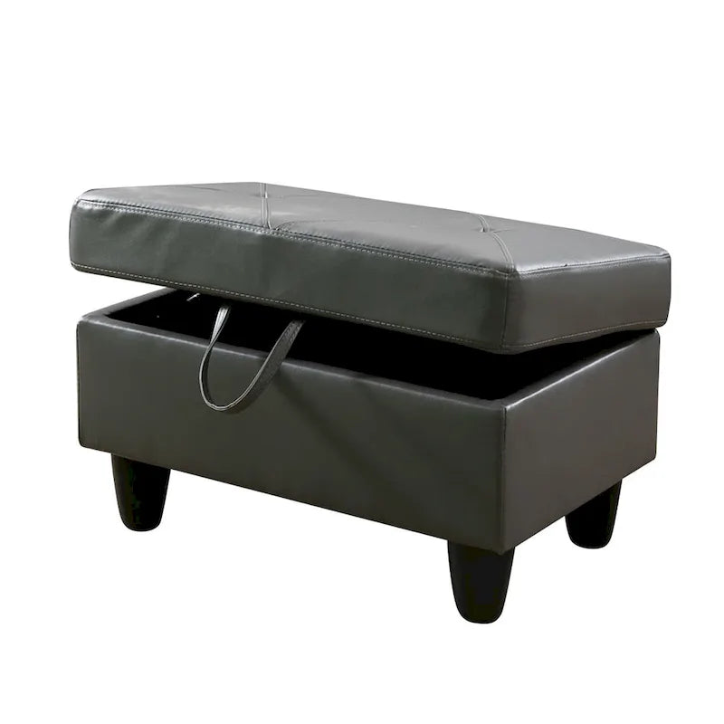 Leather Square Storage Ottoman for Living Room-10