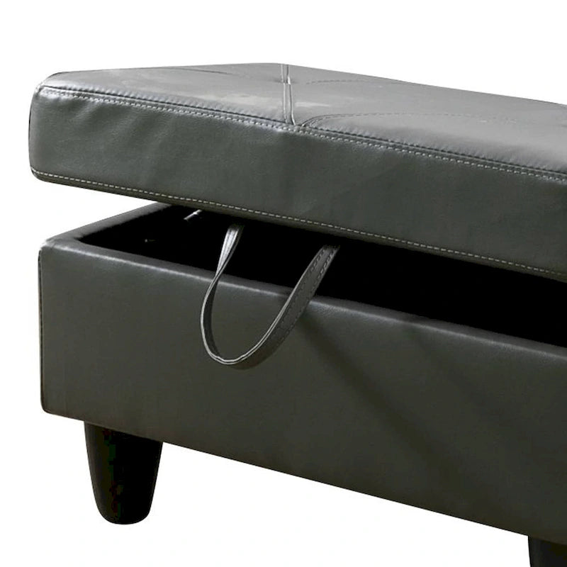 Leather Square Storage Ottoman for Living Room-12
