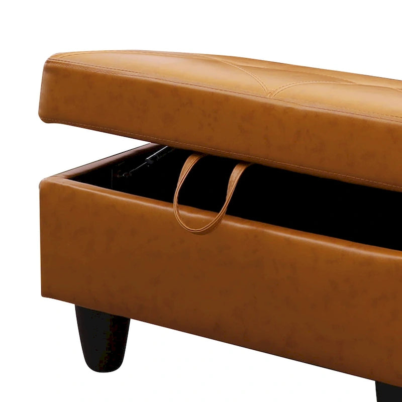 Leather Square Storage Ottoman for Living Room-14
