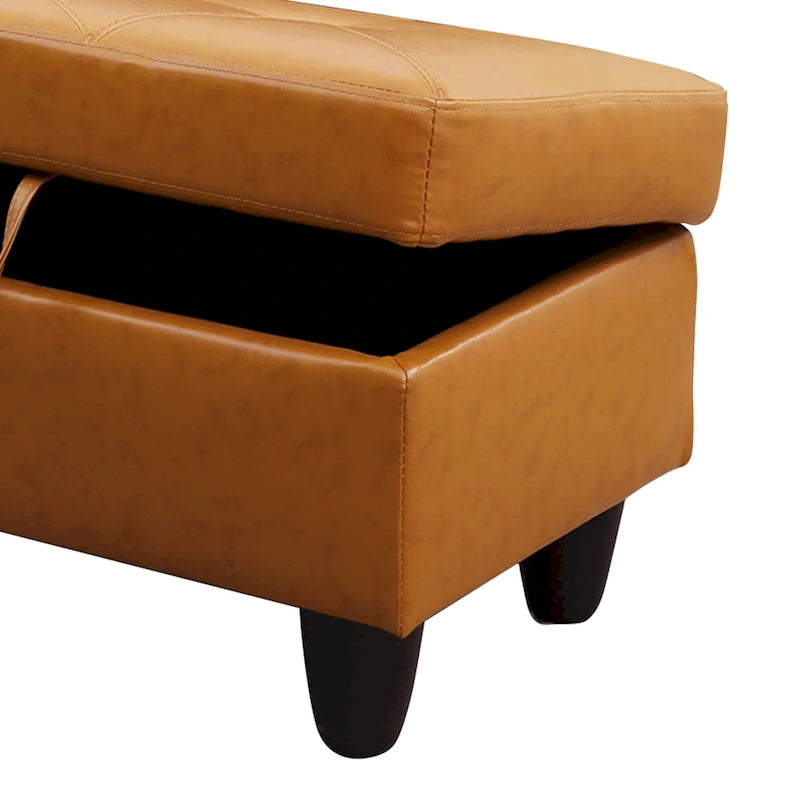 Leather Square Storage Ottoman for Living Room-15