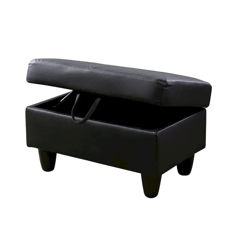 Leather Square Storage Ottoman for Living Room-16